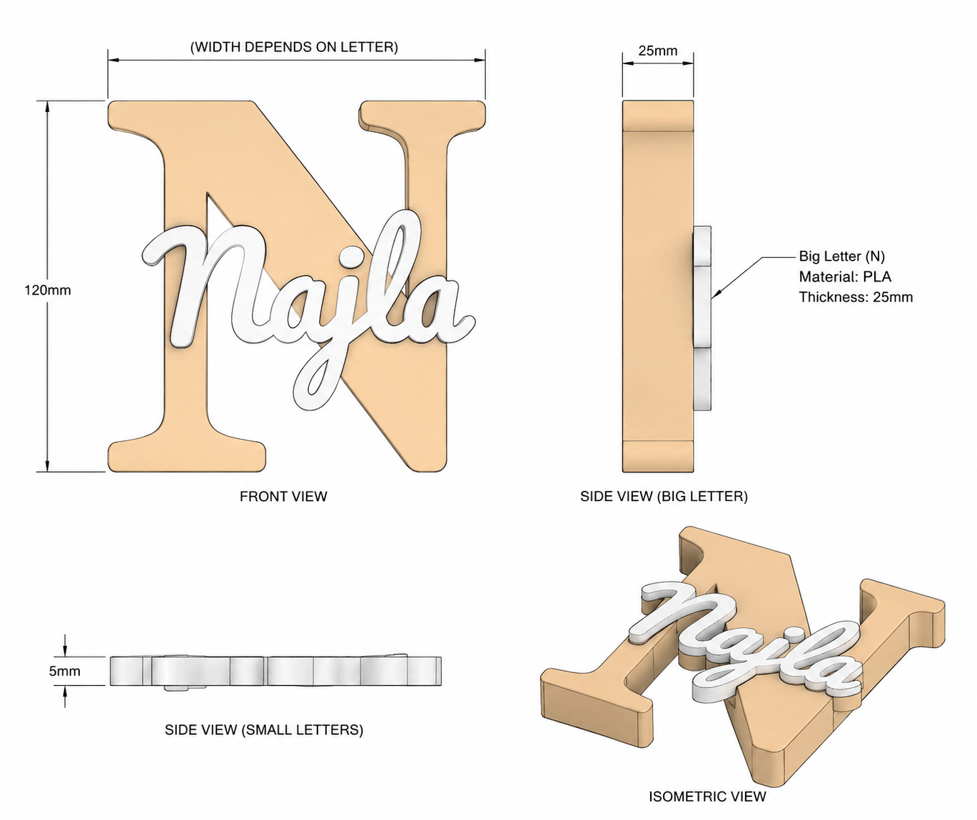 Personalized 3D Name Letter Stand